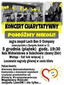 Koncert charytatywny: „Pomóżmy Nikoli”